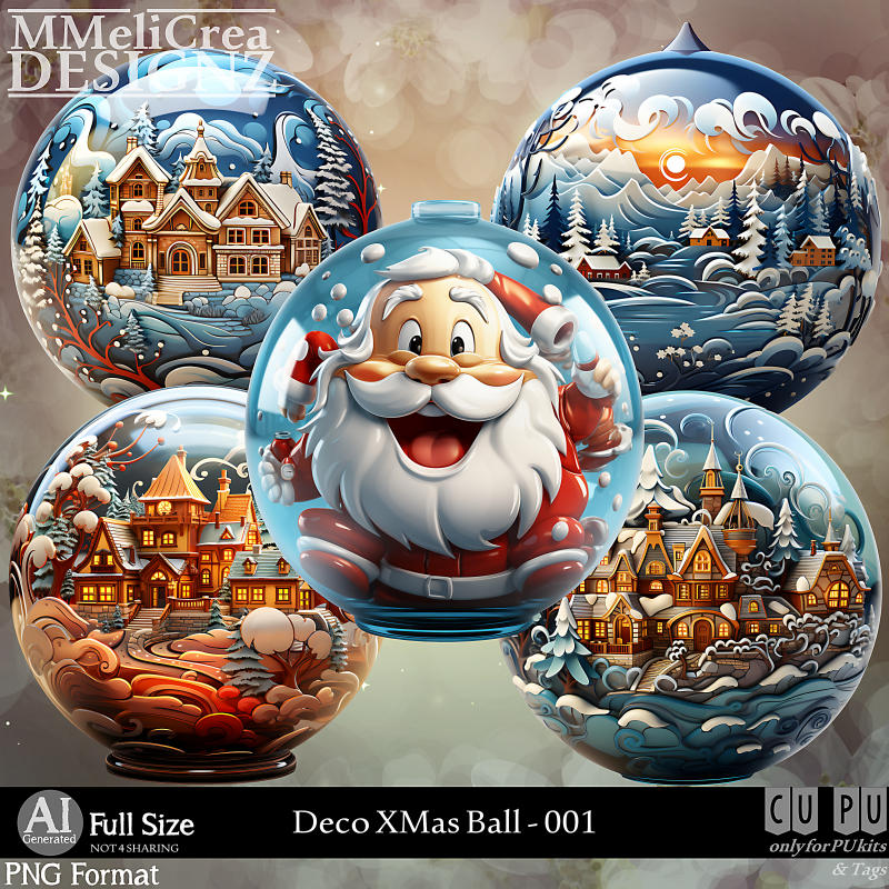 (image for) AI - Deco Xmas Balls - CU001 (CU4PU/PNG/PACK)